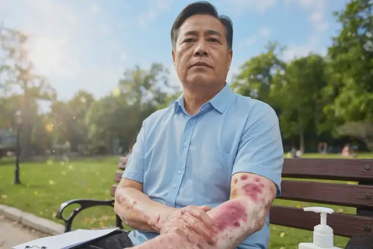 男人手臂出現(xiàn)濕疹可不可以根治(圖1)