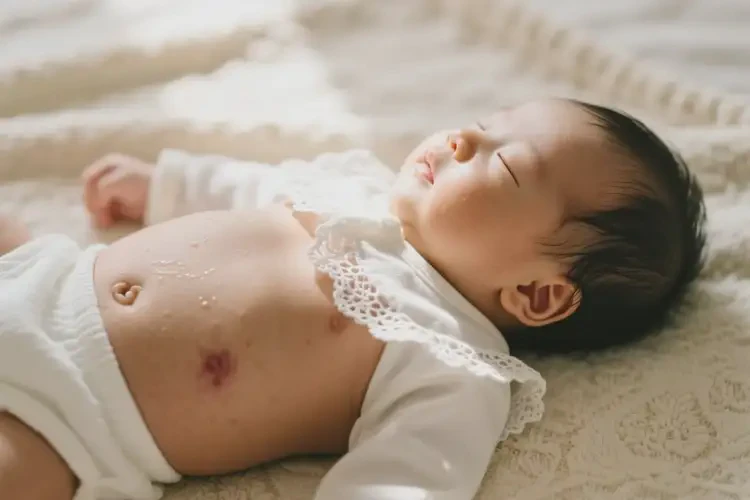嬰兒肚子上出現(xiàn)濕疹可以治好嗎(圖1)