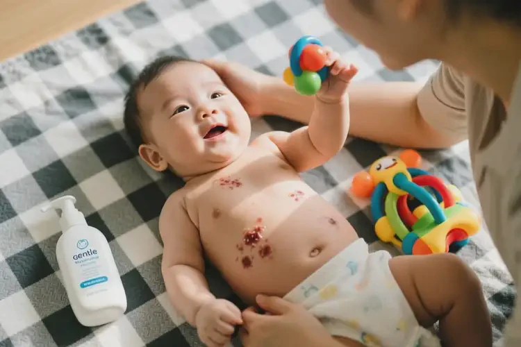 寶寶肚子出現(xiàn)濕疹能治好嗎(圖1)