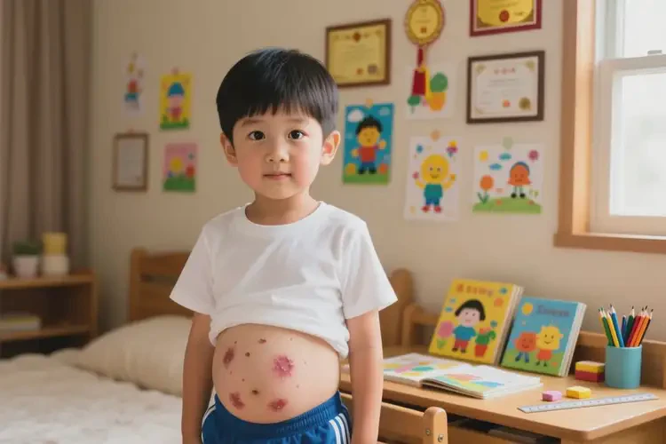 小学生肚子上有湿疹不管它会自己好吗(图1)