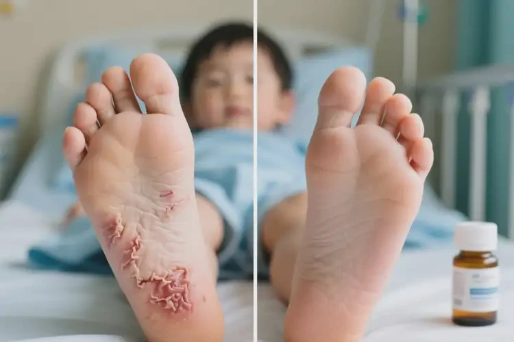 儿童脚上容易长湿疹可以治好吗(图1)