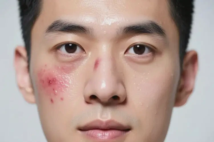 男人臉上出濕疹可以治好嗎(圖1)