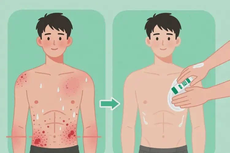 男生肚子上偶尔起湿疹可以治好吗(图1)