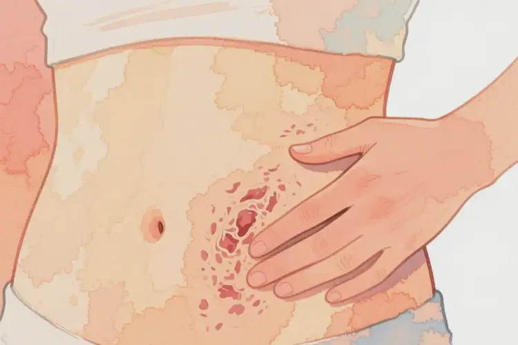 女性肚子出現(xiàn)濕疹可以治好嗎(圖2)