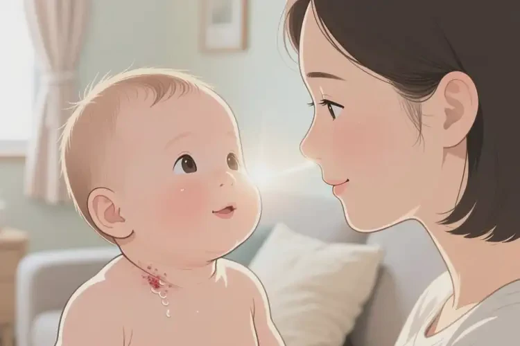 宝宝脖子上出湿疹能治好吗(图1)