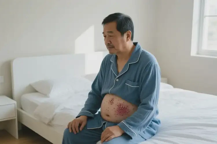 男人肚子出现湿疹不管它会自己痊愈吗(图2)