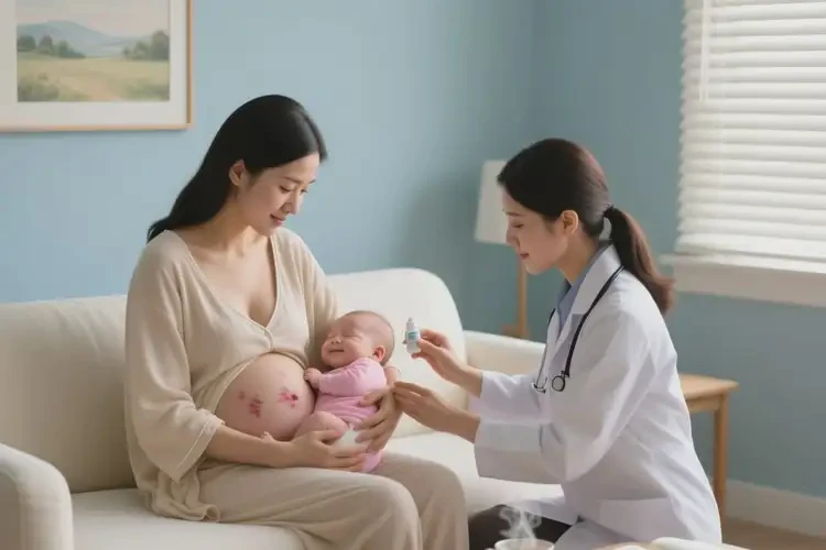 哺乳期妈妈肚子上出现湿疹可以治好吗(图1)