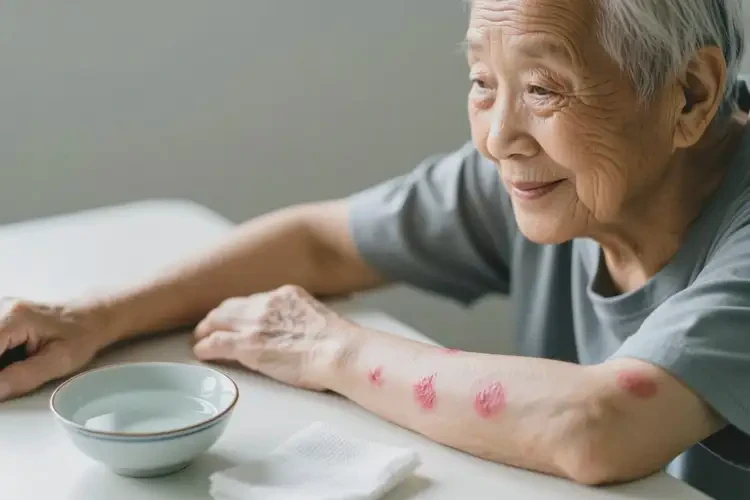 高龄老人手臂上偶尔长湿疹可以治好吗(图1)