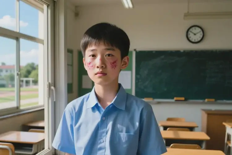 中学生面部出湿疹不管它会自己痊愈吗(图2)