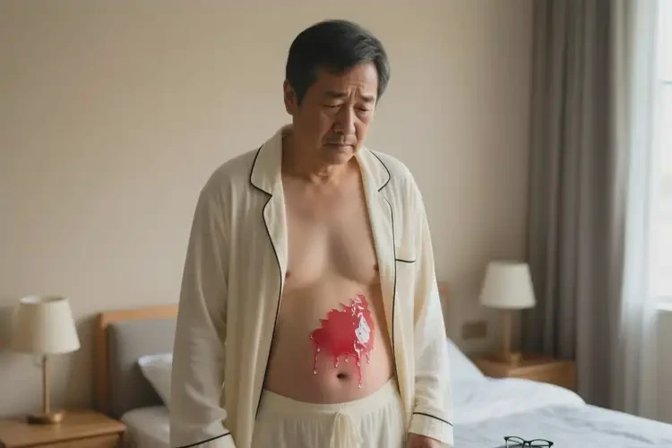 男性肚子上起湿疹不管它会自己痊愈吗(图1)