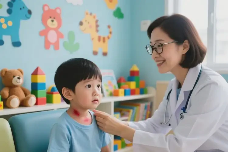 少儿脖子偶尔起湿疹能治好吗(图1)