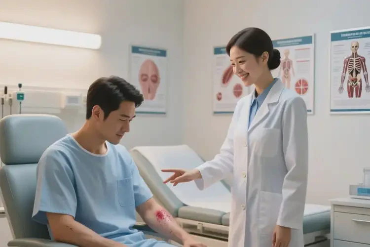 男性手臂上偶尔长湿疹能治好吗(图1)