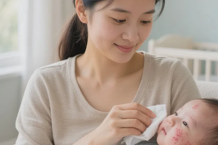 新生儿脸上长湿疹可以治愈吗(图1)