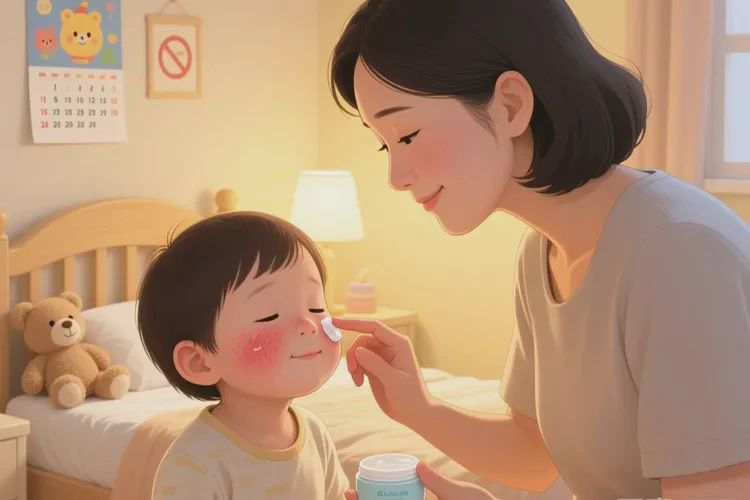 孩子脸上容易长湿疹可以治愈吗(图1)