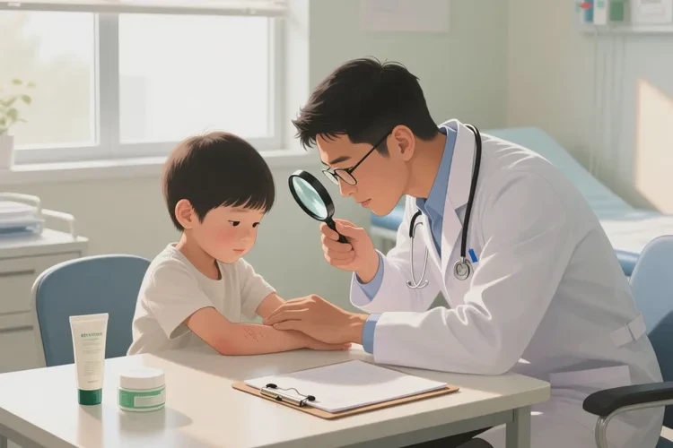 少儿手臂上长湿疹可以治愈吗(图1)