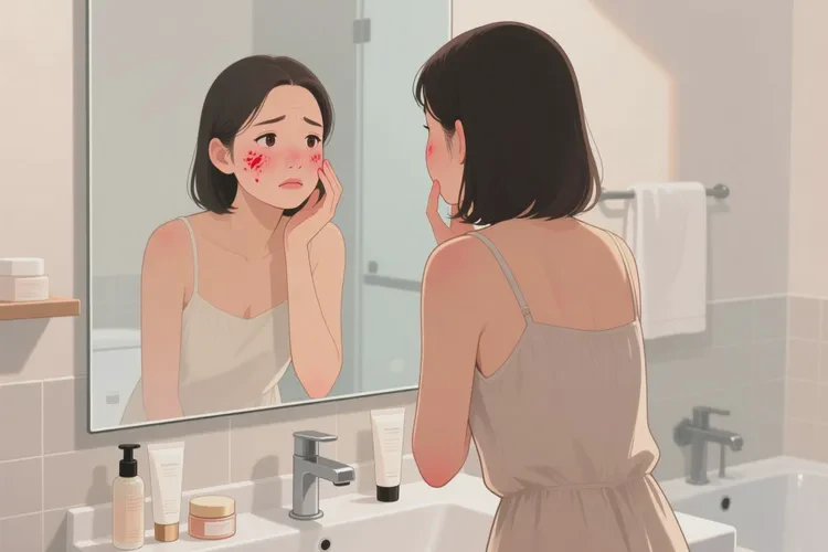 女性脸上偶尔长湿疹可以治愈吗(图1)