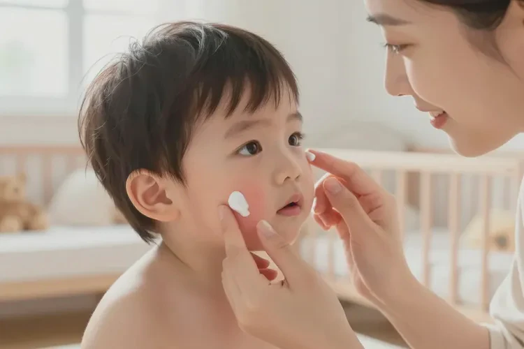 小儿面部偶尔长湿疹可以治愈吗(图1)