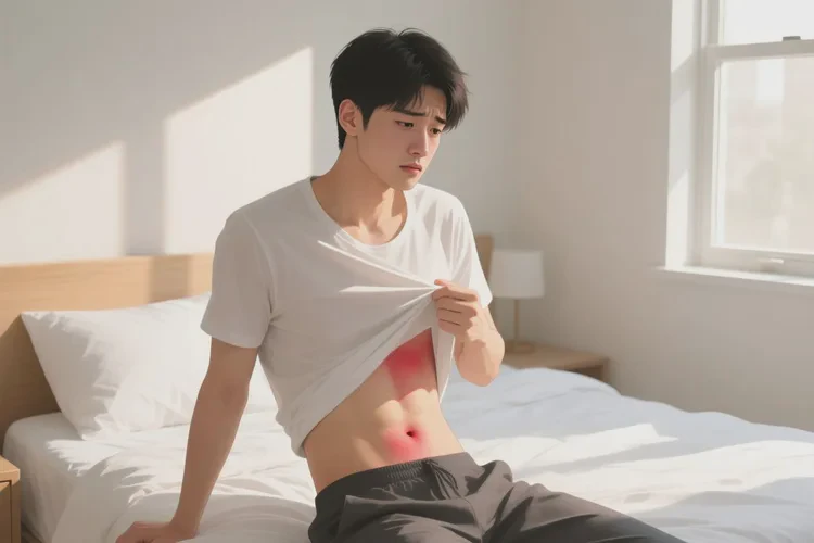 男生肚子上偶尔起湿疹可以治愈吗(图1)