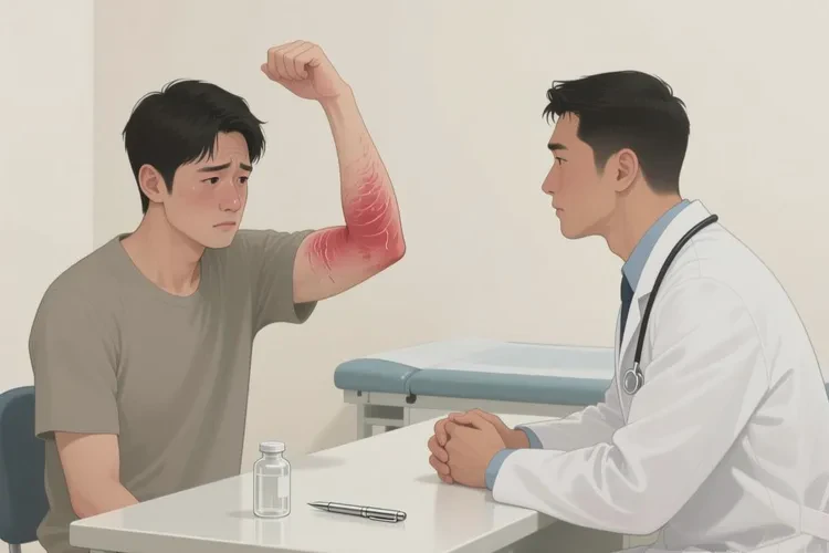 男生手臂容易起湿疹可以治愈吗(图1)