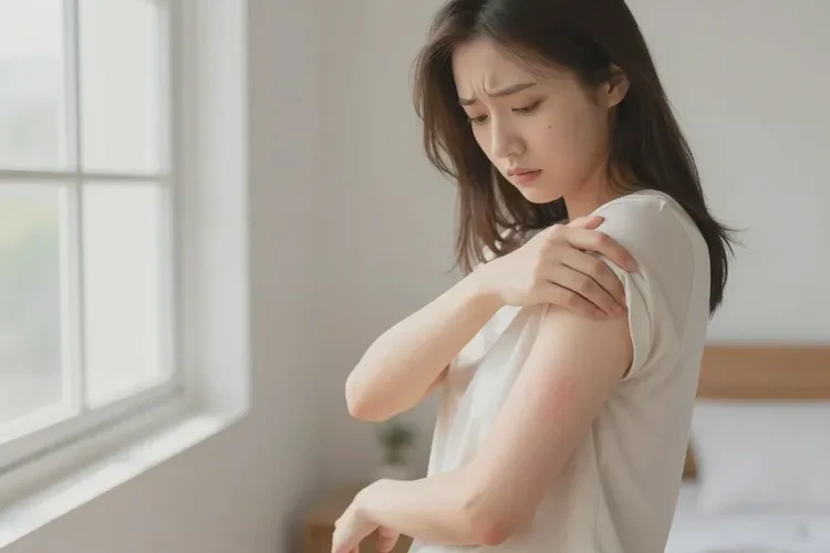 女生手臂上长湿疹能治愈吗(图1)