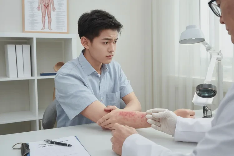 青年人手臂上偶尔起湿疹能治愈吗(图2)