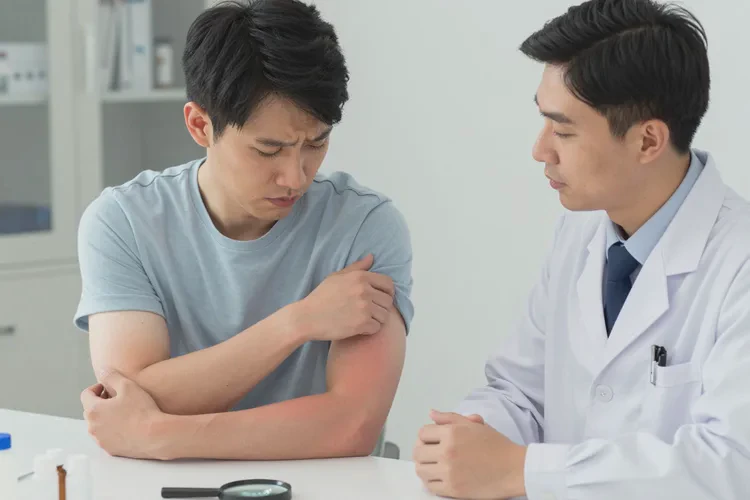 男人手臂长湿疹能治愈吗(图1)