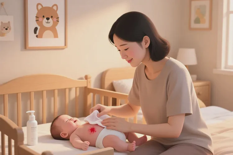 新生儿肚子上偶尔长湿疹能治愈吗(图1)