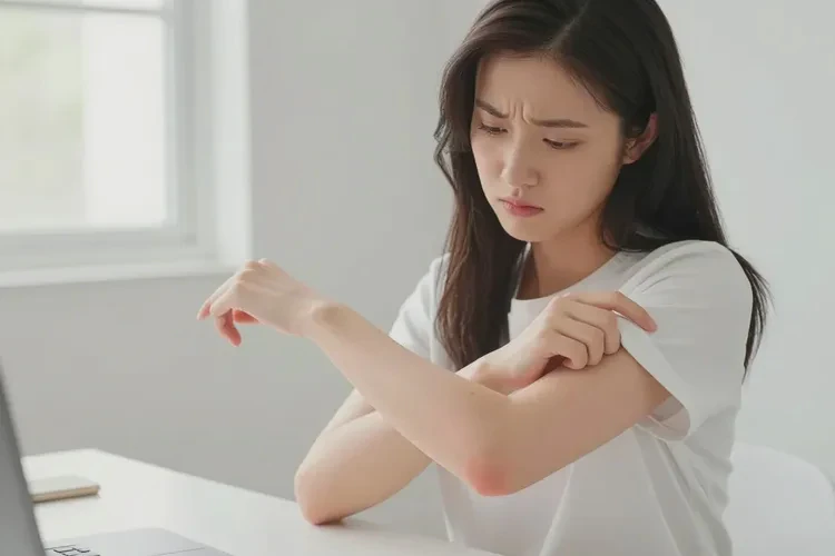 女性手臂偶尔长湿疹能治愈吗(图1)