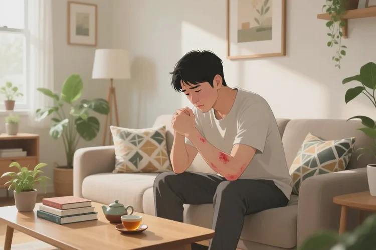 男人手臂上偶尔长湿疹能治愈吗(图1)