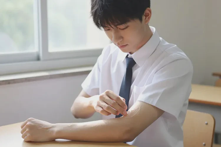 中学生手臂偶尔起湿疹能治愈吗(图2)