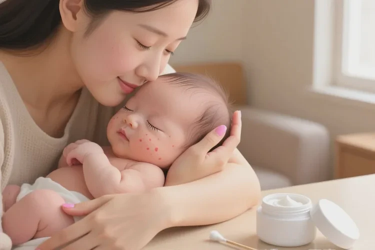 新生儿脸上容易长湿疹可以治愈吗(图1)