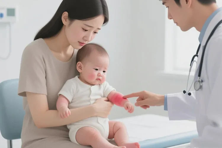 新生儿手臂长湿疹能治愈吗(图1)