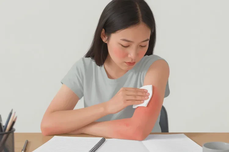 女生手臂上偶尔起湿疹能治愈吗(图2)