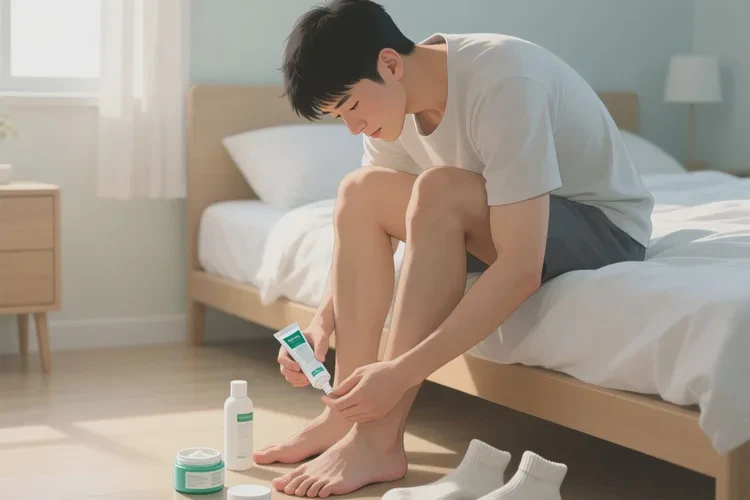 男生脚上经常长湿疹能治愈吗(图1)