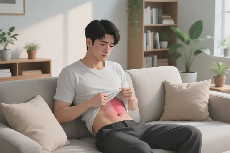 男人肚子上偶尔长湿疹能治愈吗(图1)