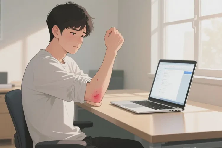 青年人手臂上长湿疹能治愈吗(图1)