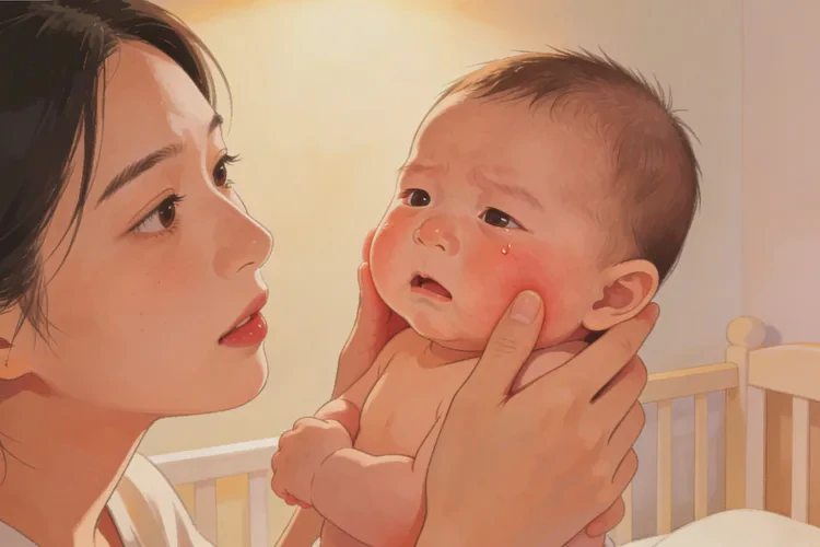 小儿面部偶尔长湿疹能治愈吗(图1)