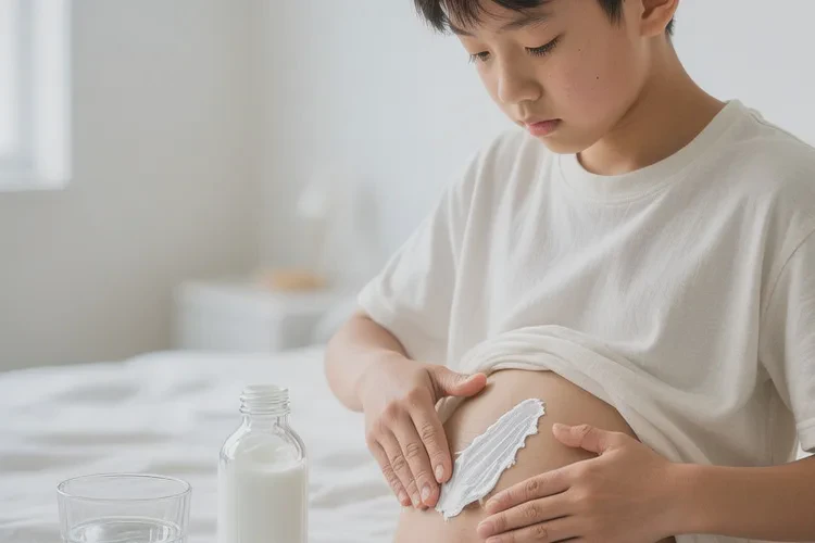 青少年肚子上偶尔长湿疹能治愈吗(图1)