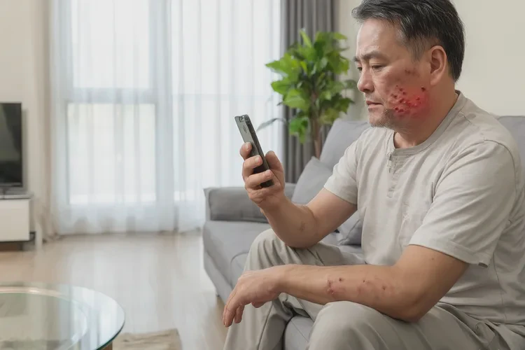 男人脸上偶尔起湿疹可不可以治愈(图1)