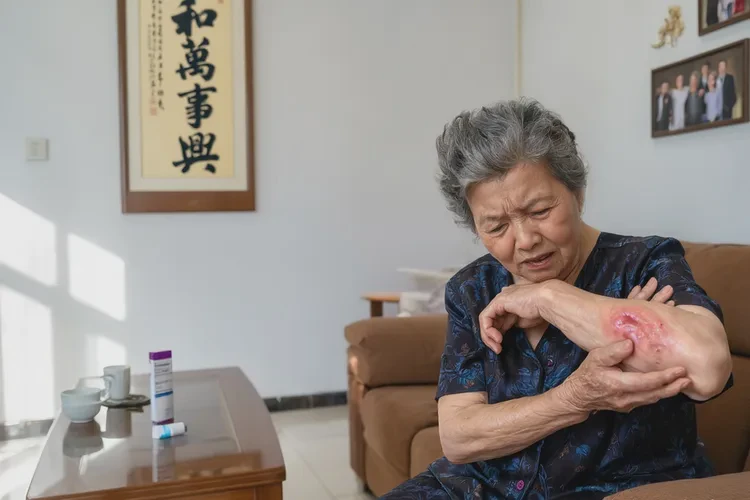 老年人手臂有湿疹可不可以治愈(图1)