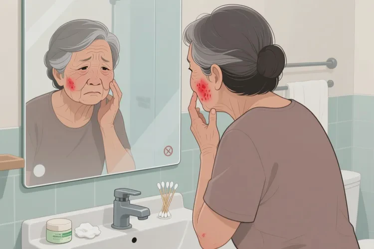 老人脸上偶尔长湿疹可以根治吗(图1)