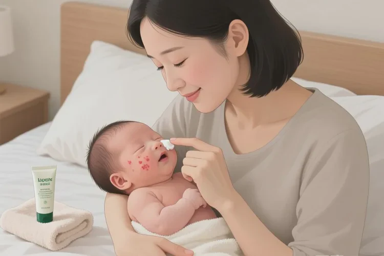 新生儿脸上偶尔起湿疹可以根治吗(图1)