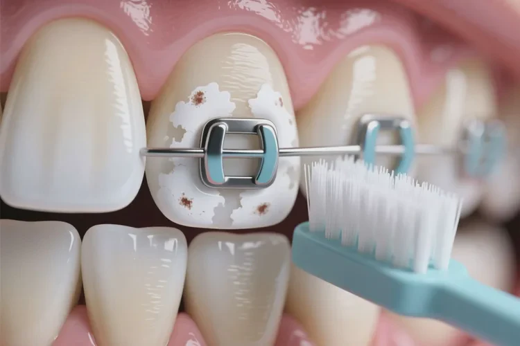 正畸帶上托槽后牙齒脫礦正常嗎(圖4)