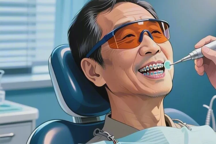 正畸過后牙齒上殘留的膠(圖2)