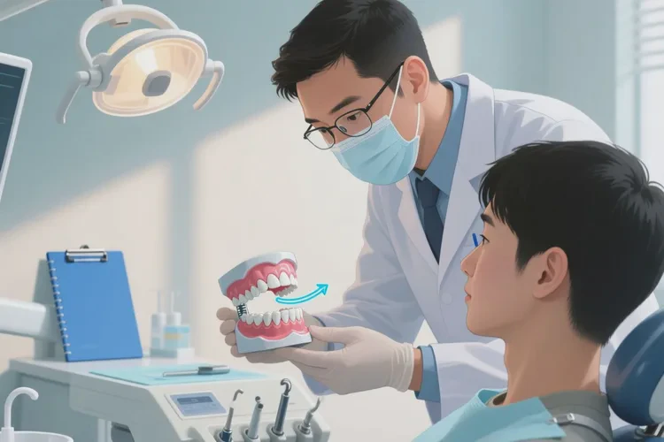 拔正畸牙牙齒向下移動(圖2)